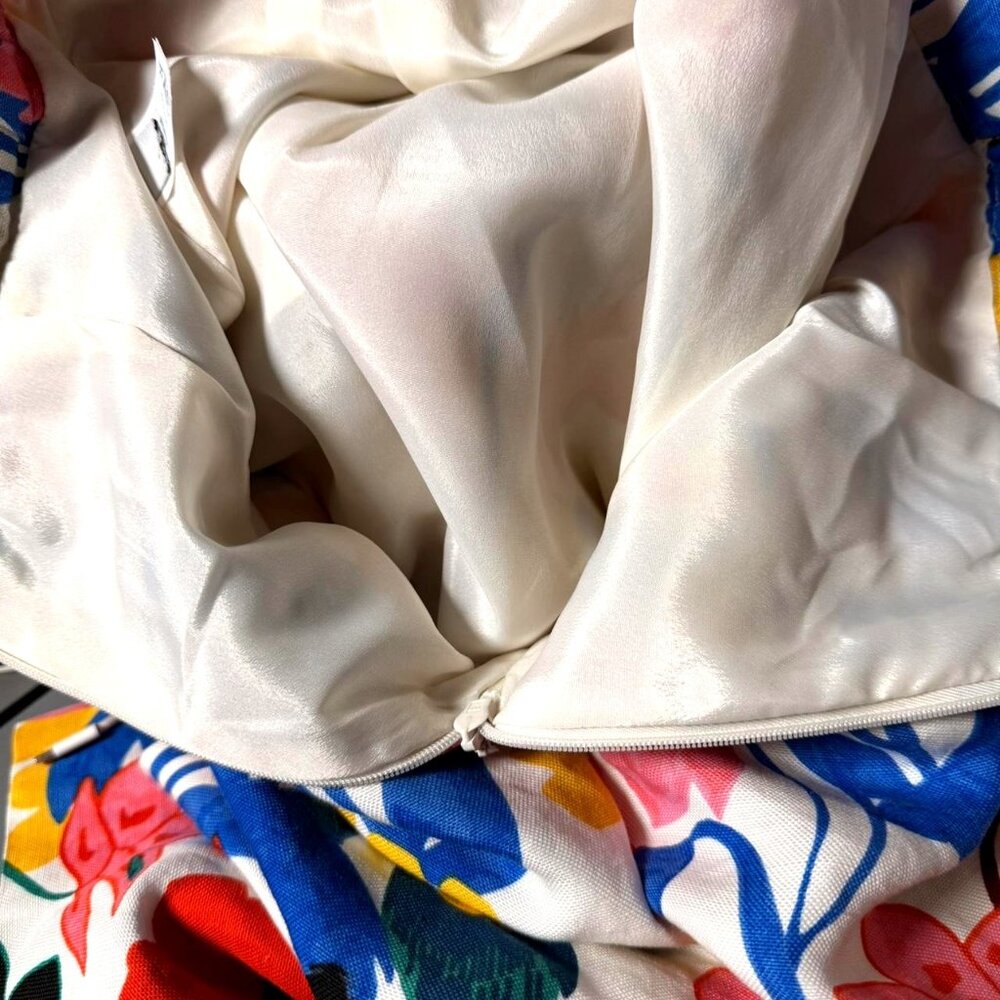 J.Crew Women’s Floral Midi Skirt White Multi-Color Pleated A-Line | Pockets | Si - Picture 7 of 9